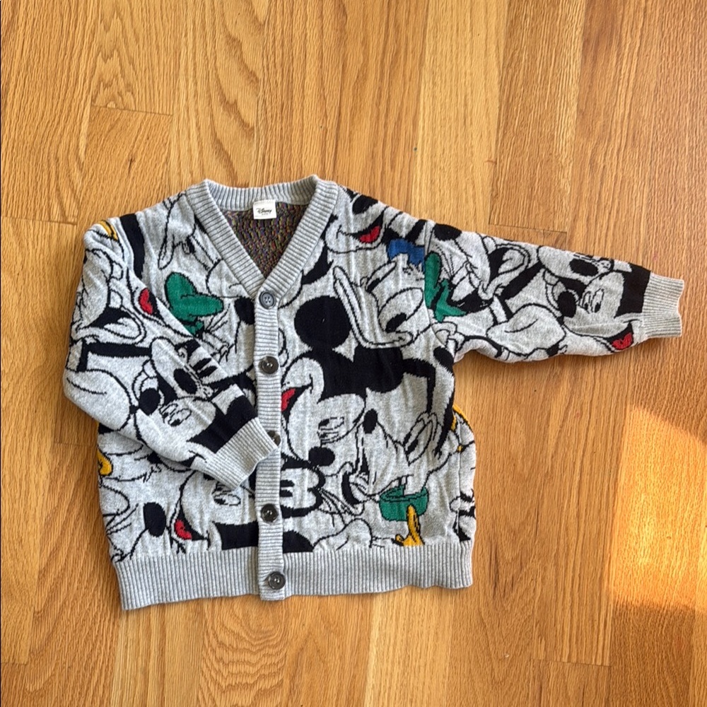 Disney Gray and Green Cartoon Sweater